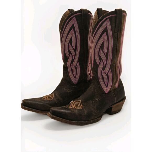 Ariat 10011924 Riata Sassy Brown Pink Embroidered Leather Western Boots SZ 8.5B‎ - Picture 1 of 16